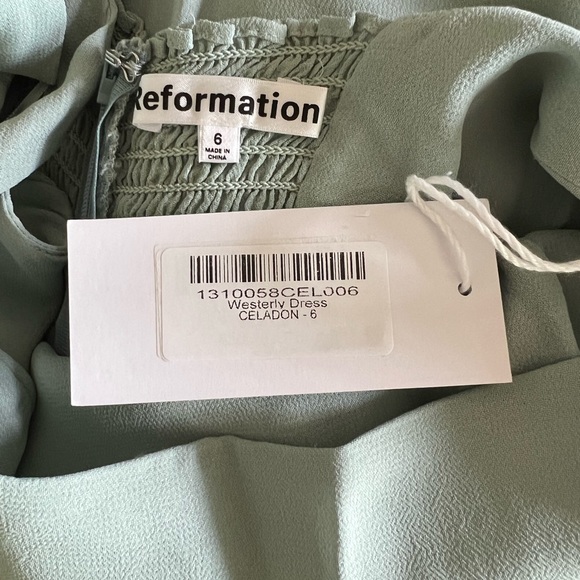 NWT Reformation Celadon Green Westerly Tie Strap Maxi Dress Size 6 - Picture 11 of 13